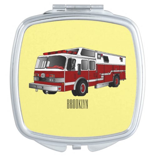 Fire engine cartoon illustration compact mirror