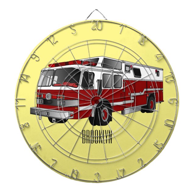 Fire engine cartoon illustration dart board (Front)