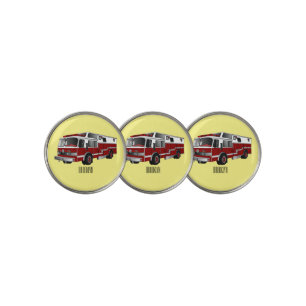 Fire engine cartoon illustration golf ball marker