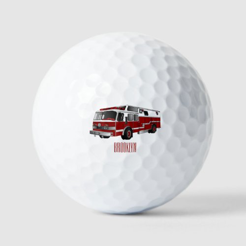 Fire engine cartoon illustration golf balls