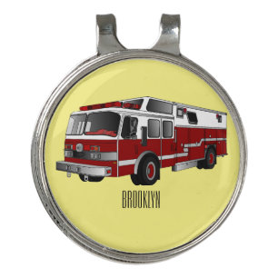 Fire engine cartoon illustration golf hat clip