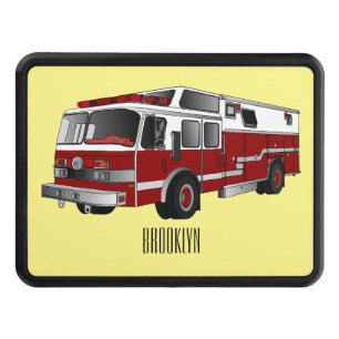 Fire engine cartoon illustration hitch cover