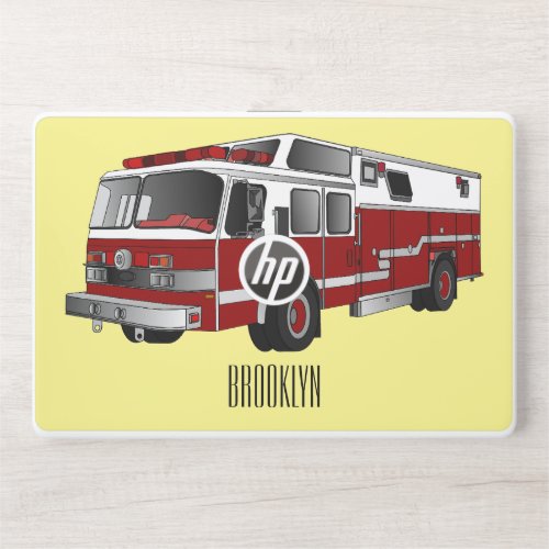 Fire engine cartoon illustration HP laptop skin