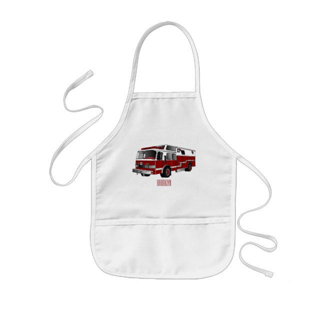 Fire engine cartoon illustration kids' apron (Front)