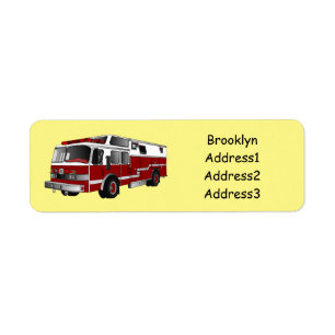 Fire engine cartoon illustration label