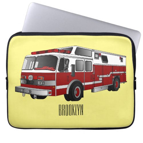 Fire engine cartoon illustration laptop sleeve