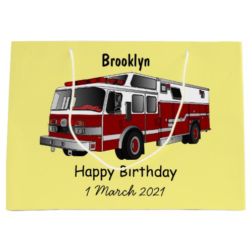Fire engine cartoon illustration large gift bag