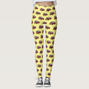 Fire engine cartoon illustration leggings