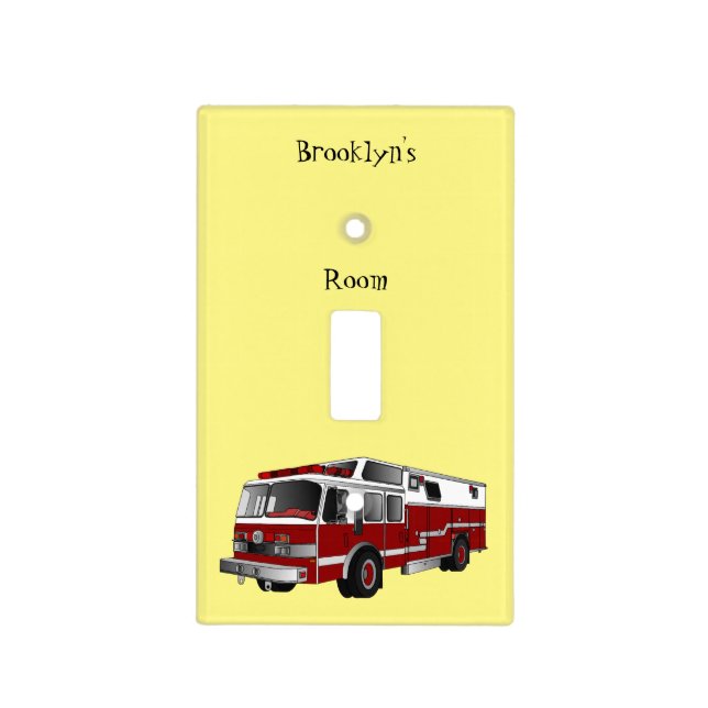 Fire engine cartoon illustration light switch cover (Front)