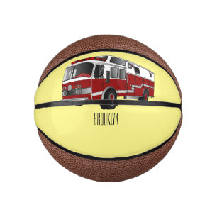 Fire engine cartoon illustration mini basketball