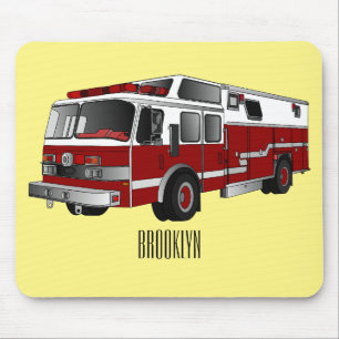 Fire engine cartoon illustration mouse pad