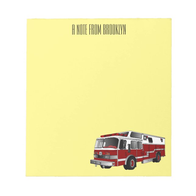 Fire engine cartoon illustration notepad (Front)