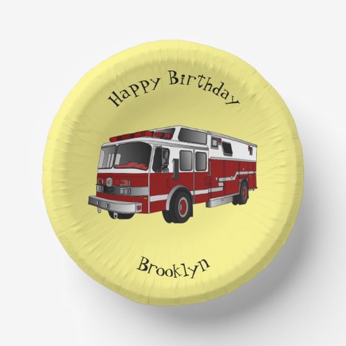 Fire engine cartoon illustration paper bowls