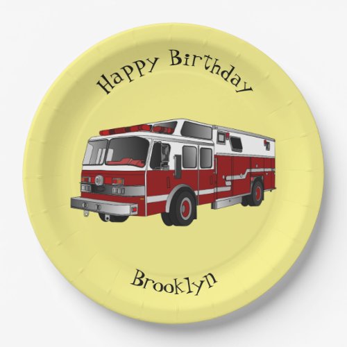 Fire engine cartoon illustration paper plates