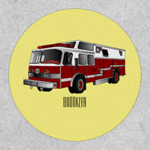 Fire engine cartoon illustration patch