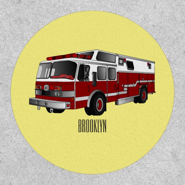 Fire engine cartoon illustration patch (Front)