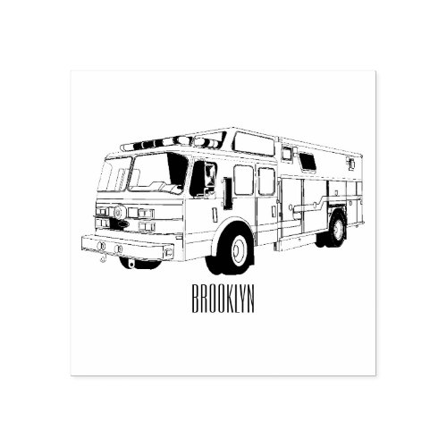 Fire engine cartoon illustration rubber stamp