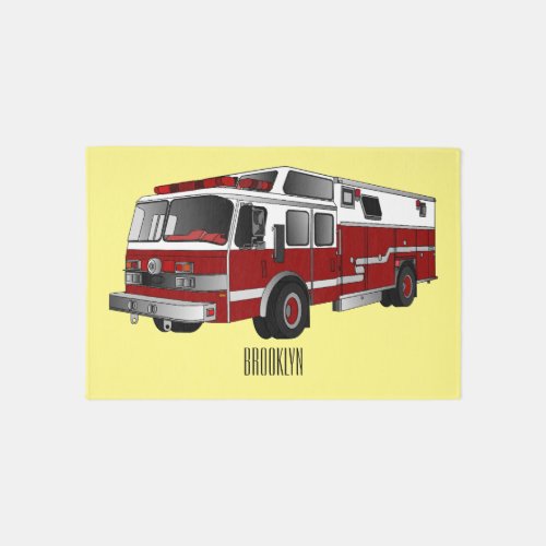 Fire engine cartoon illustration rug