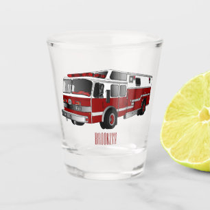 Fire engine cartoon illustration shot glass