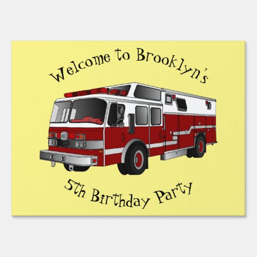 Fire engine cartoon illustration sign