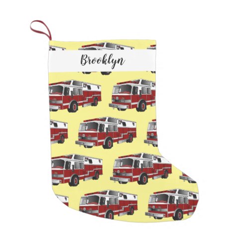 Fire engine cartoon illustration small christmas stocking