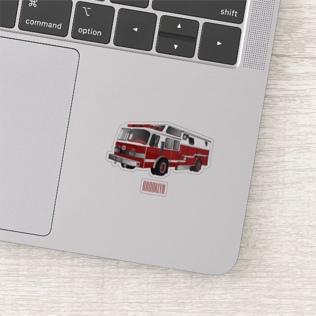 Fire engine cartoon illustration sticker (Detail)