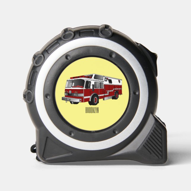 Fire engine cartoon illustration tape measure (Front)