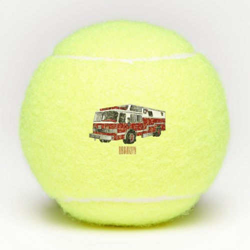 Fire engine cartoon illustration tennis balls