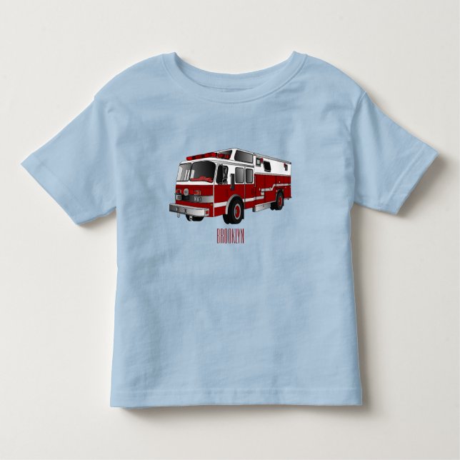 Fire engine cartoon illustration toddler t-shirt (Front)