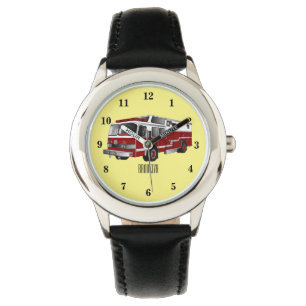 Fire engine cartoon illustration watch