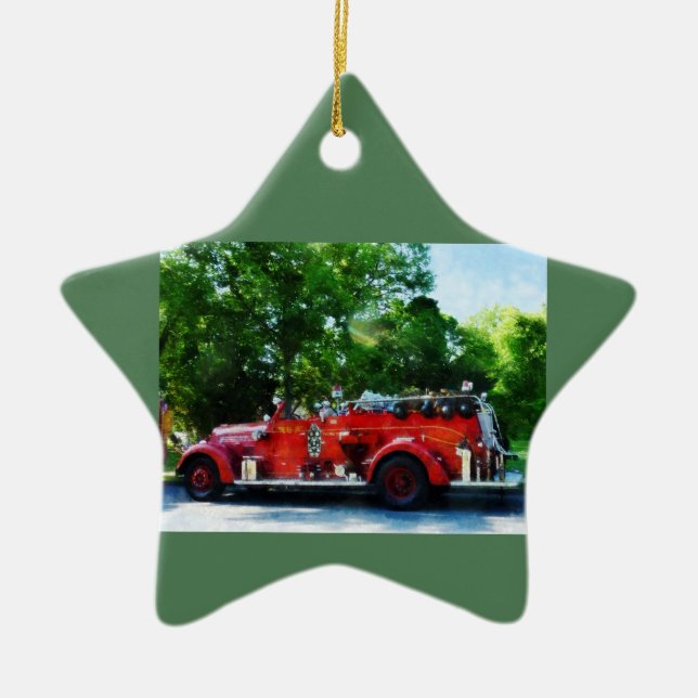 Fire Engine Ceramic Ornament (Front)