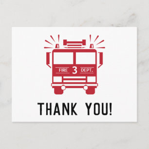 Fire Engine Fire Truck Birthday Thank you Postcard