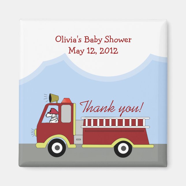 Fire Engine Fire Truck Customized Favor Magnet (Front)
