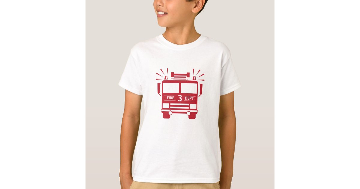 Fire Engine | Fire Truck Kids Birthday Shirt | Zazzle