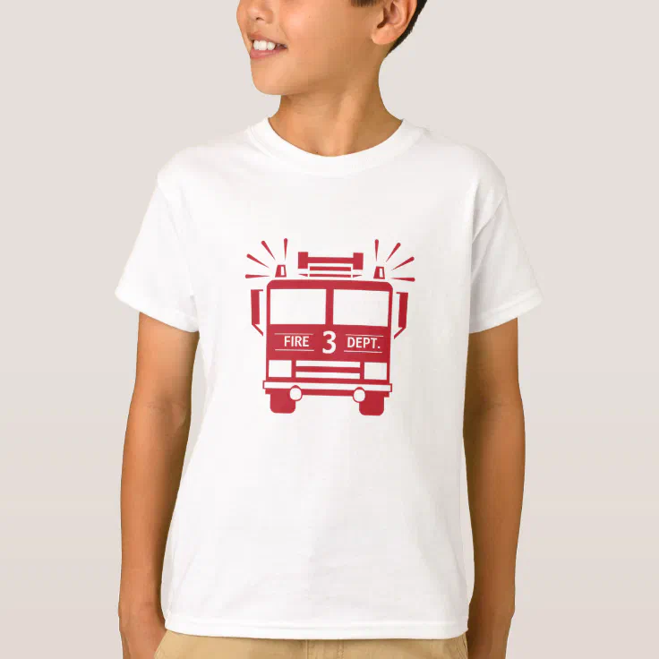 Fire Engine | Fire Truck Kids Birthday Shirt | Zazzle