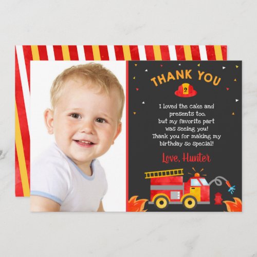 Fire Engine Firetruck Birthday Thank You Cards