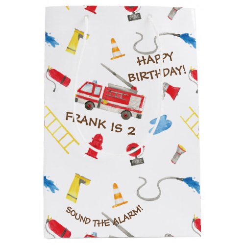 Fire Engine Firetruck Fire Truck Medium Gift Bag