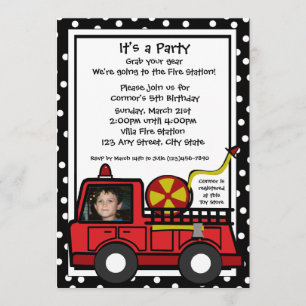 Fire Engine Fun/ Photo Invitation