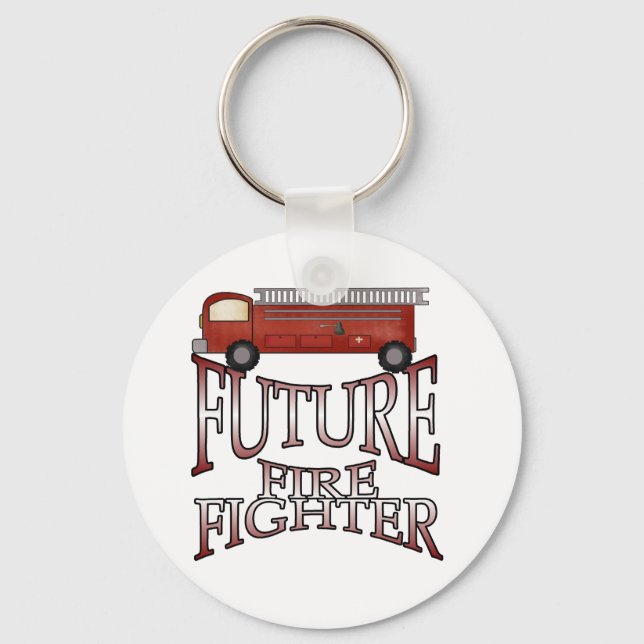 Fire Engine Future Firefighter T-shirts and Gifts Keychain (Front)