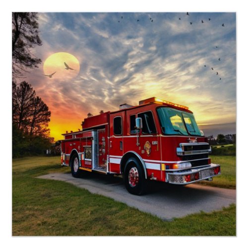 Fire Engine Glossy Poster