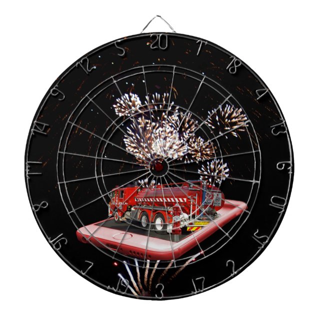 Fire Engine Illusion Art, Dart Board (Front)