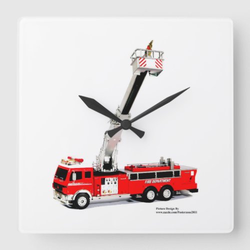 Fire Engine image for Square_Wall_Clock Square Wall Clock