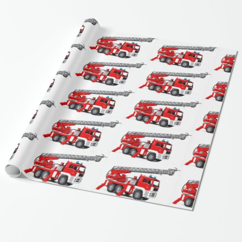 Fire Engine image  Glossy Wrapping Paper 30 x 6 Wrapping Paper