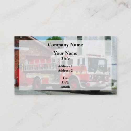 Fire Engine in Front of Fire Station Business Card