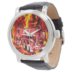 Fire Engine Into The Fire Storm Oil Painting, Watch