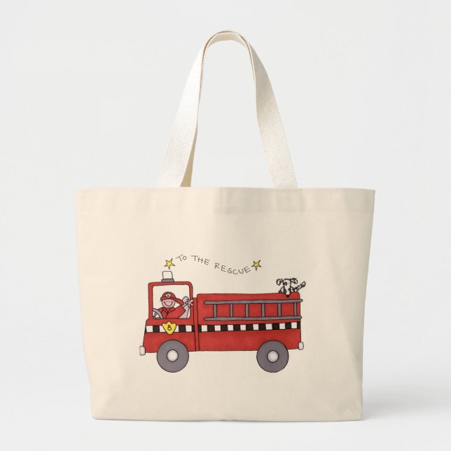 Fire Engine Large Tote Bag (Front)