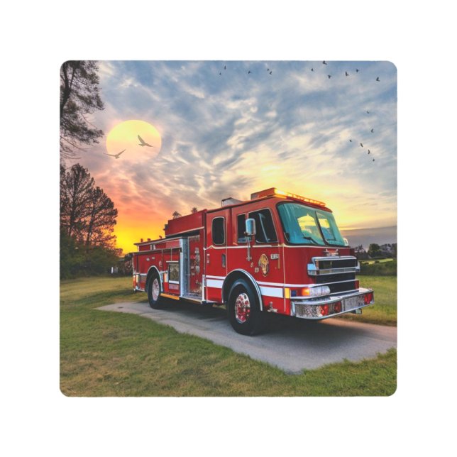 Fire Engine Metal Wall Art (Front)