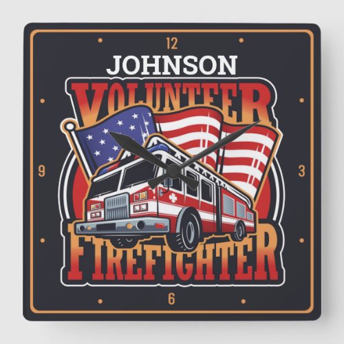 Fire Engine NAME USA Flag Volunteer Firefighter