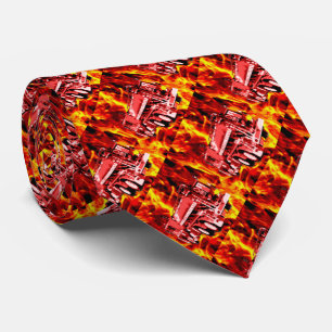 Fire Engine Oil Painting With Fire, Neck Tie