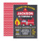 Fire Engine Or Fire Truck Birthday Invitation